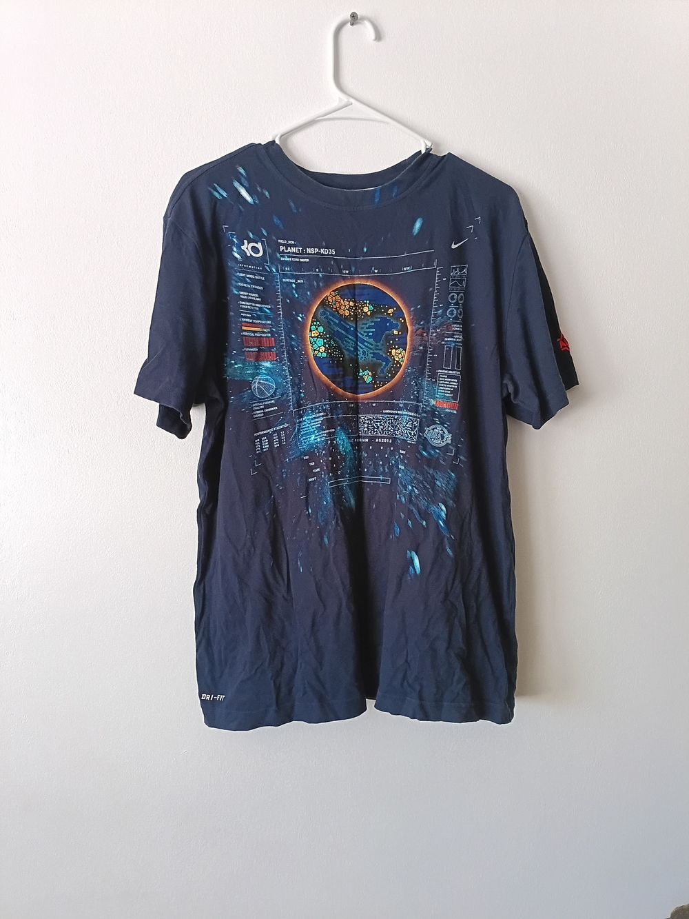 VTG Nike Area 72 All Star Kevin Durant Galaxy T-Shirt, Size L, Navy, Dri-Fit